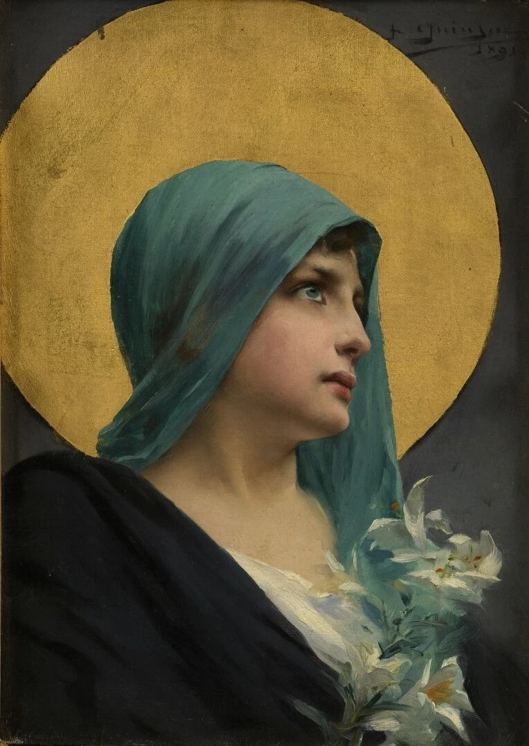 François Paul Auguste Quinsac - Giovane donna con giglio, 1891